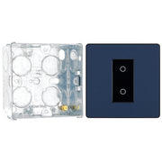 BG Evolve Matt Blue Single Master Touch Dimmer Switch PCDDBTDM1B with 35mm Steel Back Box