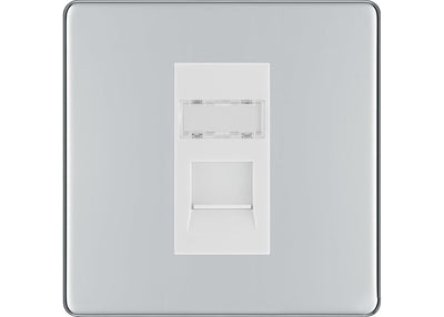 BG Screwless Polished Chrome Single 1 Gang RJ45 Data Socket FPCRJ451W White Insert by British General (BG-FPCRJ451W)