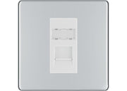 BG Screwless Polished Chrome Single 1 Gang RJ45 Data Socket FPCRJ451W White Insert by British General (BG-FPCRJ451W)