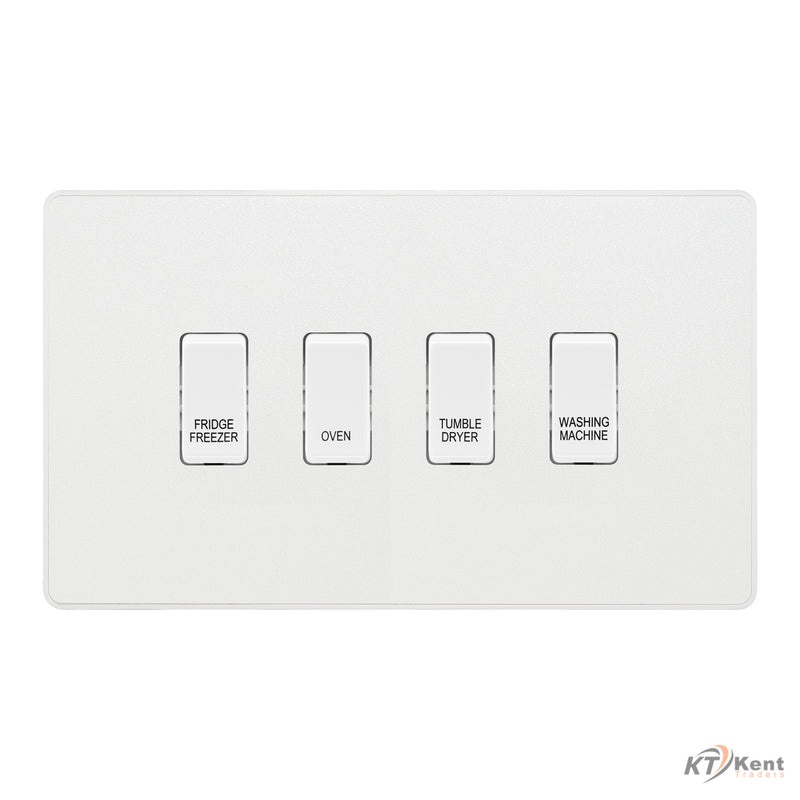 BG Evolve Pearlescent White Custom Appliance Grid Switch 4 Gang Screwless