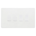 BG Evolve Pearlescent White 4 Gang Light Switch Grid – 2x Trailing-Edge LED Dimmer, 1x Intermediate, 1x 2-Way Switch