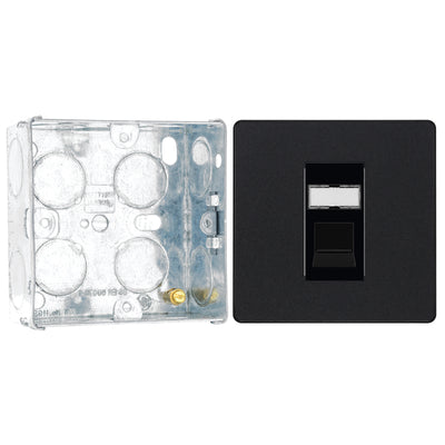 BG Evolve Matt Black RJ45 Cat6 Single Data Outlet PCDMBRJ451B with 35mm Steel Back Box
