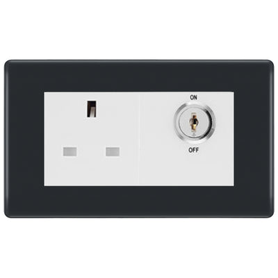 BG Part M 13A Double Pole Key Controlled Socket Graphite - White Insert