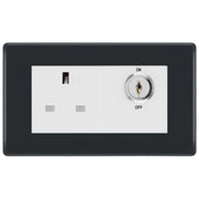 BG Part M 13A Double Pole Key Controlled Socket Graphite - White Insert