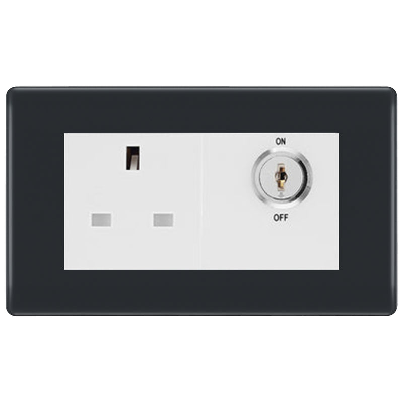 BG Part M 13A Double Pole Key Controlled Socket Graphite - White Insert