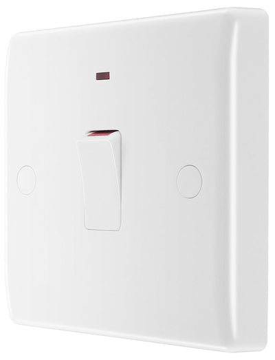 BG 833 Moulded Round Edge | White | 1 Gang 20A 2 Pole Flex Outlet Neon Switch by British General (BG-833)