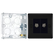 BG Nexus Matt Black Double Coaxial Socket NFB61 with 25mm Steel Back Box by British General (BG-NFB61+HGS02)