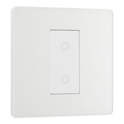 BG Evolve Pearlescent White Single Master Touch Dimmer Switch PCDCLTDM1W with 35mm Steel Back Box
