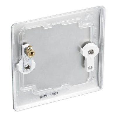 BG Nexus Brushed Steel Single Blank Plate NBS94 and 25mm Steel Back Box