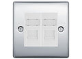BG Nexus Metal Polished Chrome 2 Gang RJ45 Data Socket NPCRJ452W White Inserts