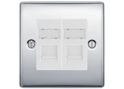BG Nexus Metal Polished Chrome 2 Gang RJ45 Data Socket NPCRJ452W White Inserts by British General (BG-NPCRJ452W)