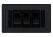 BG Evolve Matt Black 3G Switch 2x Intermediate 1x 2 Way Switch - Black Insert