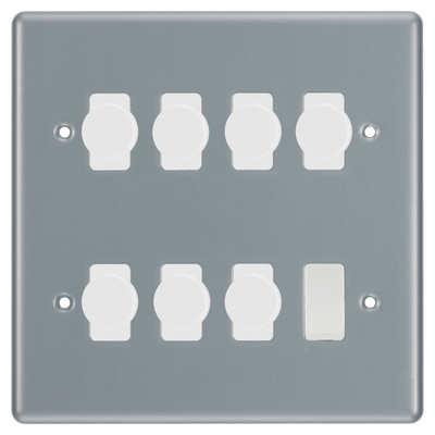 BG Metal Clad 8 Gang Light Switch 7x LED Dimmer 1x 2 Way Custom Switch