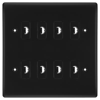 BG Nexus Metal Matt Black 8 Gang Flex Outlet Socket