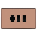 BG Evolve Polished Copper 3 Gang Light Switch Grid – 1x Trailing-Edge LED Dimmer, 1x Intermediate, 1x 2-Way Switch