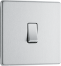 BG FBS12 Nexus Screwless Flat-Plate 2 Way 10A Single Light Switch Brushed Steel