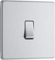 BG FBS12 Nexus Screwless Flat-Plate 2 Way 10A Single Light Switch Brushed Steel by British General (BG-FBS12-Shopify-SA_1)