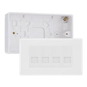 BG White Moulded 4 Gang RJ11 Telephone Socket Euro Module with 32mm Back Box - White Insert by British General (BG-EMRJ11W-4G-32)