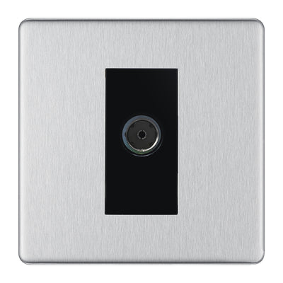 BG Screwless Brushed Steel Co-axial Socket FBS60B by BG Nexus (BG-FBS60B)