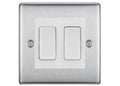 BG Nexus Brushed Steel 2 Gang 20AX 2-Way Switch Custom Grid – White Insert