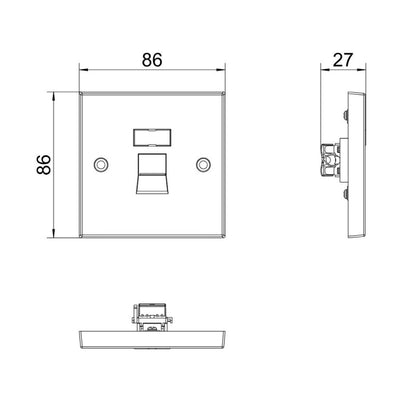 BG 9RJ45/1 Moulded Square Edge | White | 1 Gang RJ45 Screw Terminal Telephone Socket by British General (BG-9RJ45/1)