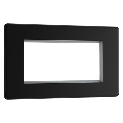 BG Screwless Matt Black 4G Faceplate with 45W USB A+C Charger Modules – Black Insert