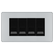 BG Screwless Polished Chrome 4 Gang Master Telephone Socket - Black Insert by British General (BG-FPCBTM4B)