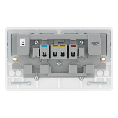 BG Nexus 13A DP Double Socket + Outboard Rockers White & 32mm Pattress Back Box