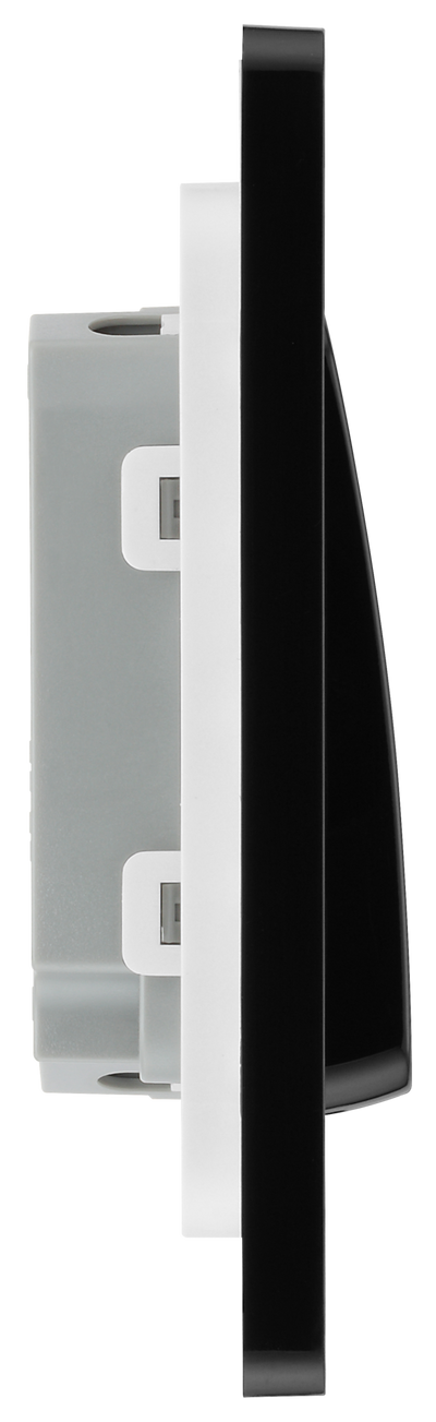 PCDBC42WB Side - This Evolve Black Chrome 20A 16AX double light switch from British General can operate 2 different lights, whilst the 2 way switching allows a second switch to be added to the circuit to operate the same light from another location (e.g. at the top and bottom of the stairs). 