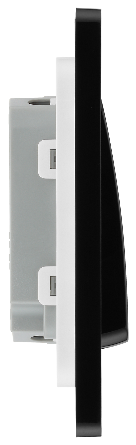 PCDBC42WB Side - This Evolve Black Chrome 20A 16AX double light switch from British General can operate 2 different lights, whilst the 2 way switching allows a second switch to be added to the circuit to operate the same light from another location (e.g. at the top and bottom of the stairs). 