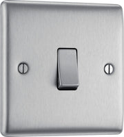 BG NBS12 Nexus Metal Brushed Steel 1 Gang 10A 10AX 2 Way Plate Switch by British General (BG-NBS12-Shopify-SA_1)
