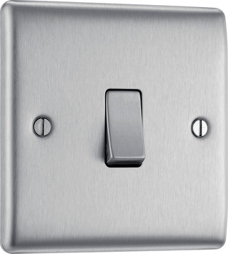 BG NBS12 Nexus Metal Brushed Steel 1 Gang 10A 10AX 2 Way Plate Switch by British General (BG-NBS12-Shopify-SA_1)
