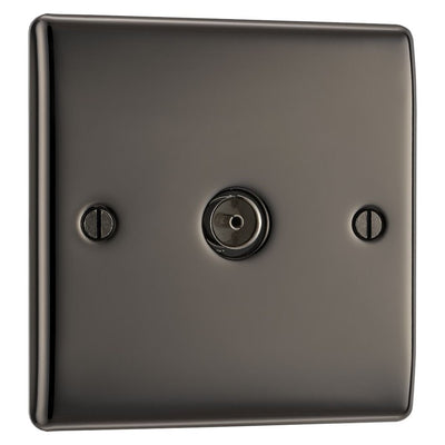 BG Nexus Black Nickel 1 Gang Co-Axial Socket NBN60 with 35mm Steel Back Box