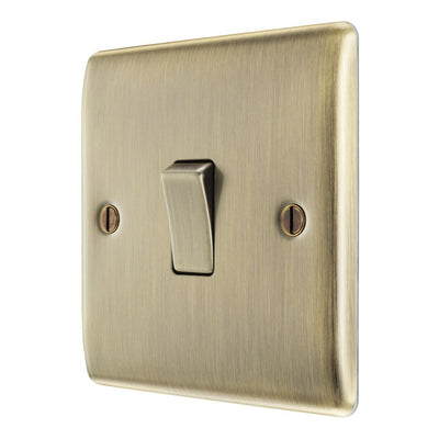 Antique Brass 1 Gang Single Light Switch & Surface Pattress Back Box