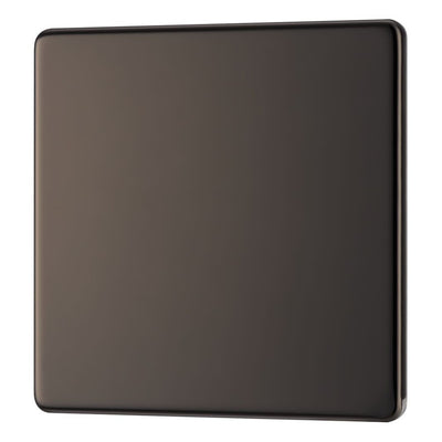BG Screwless Black Nickel  Single Blank Plate FBN94 with 25mm Steel Back Box