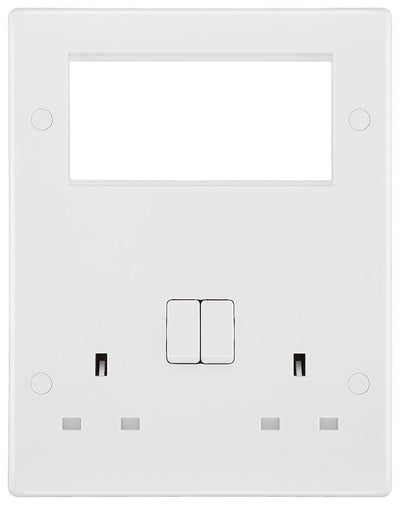 BG 822EM4 Rounded Edge | White | 2 Gang 4 Module Euro Module Combination Plate by British General (BG-822EM4)