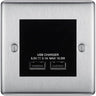 BG Nexus Metal Brushed Steel Dual USB Charger 3.1A Output Socket - Black Insert by British General (BG-NBSEMS2+EMUSB3B)