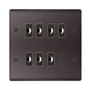BG Nexus Metal Black Nickel 7 Gang Flex Outlet Socket by British General (BG-NEXUS-BN-7G-FLEX-OUTLET-SOCKET)