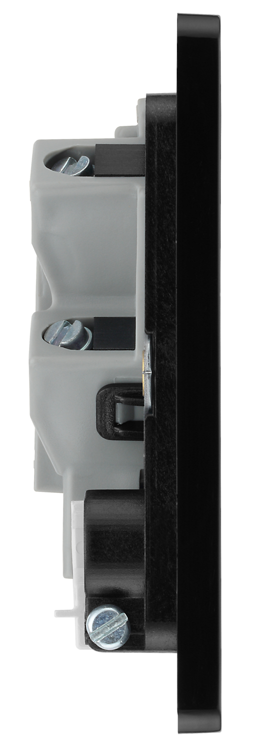 PCDCP54B Side - This Evolve Polished Copper 13A fused and unswitched connection unit from British General provides an outlet from the mains containing the fuse, ideal for spur circuits and hardwired appliances.