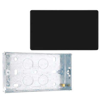 BG Screwless Matt Black Double Blanking Plate FFB95 with 25mm Steel Back Box