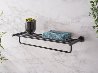 Corby Harrogate Towel Rail with Shelf in Black