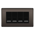 BG Nexus Black Nickel 4 Gang Master Telephone Socket, Screw Terminal - Black Insert