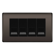 BG Nexus Black Nickel 4 Gang Master Telephone Socket, Screw Terminal - Black Insert by British General (BG-NBNBTMS4B)