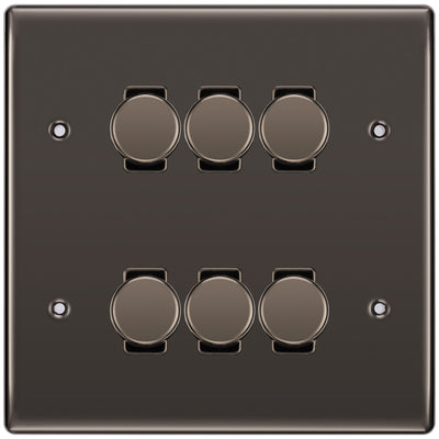 BG Black Nickel 6 Gang Trailing Edge LED Dimmer Light Switch 2 Way Custom Switch