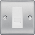 BG Nexus Brushed Steel Single Master Telephone Socket – White Insert
