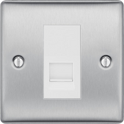 BG Nexus Brushed Steel Single Master Telephone Socket – White Insert by British General (BG-NBSBTM1W)
