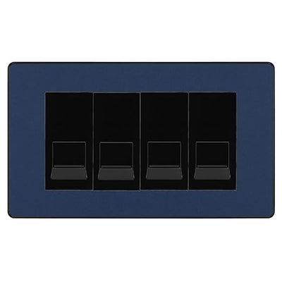 BG Evolve Matt Blue 4 Gang RJ11 Telephone Socket Euro Module - Black Insert by British General (BG-PCDDBRJ114B)
