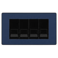 BG Evolve Matt Blue 4 Gang RJ11 Telephone Socket Euro Module - Black Insert