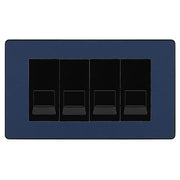 BG Evolve Matt Blue 4 Gang RJ11 Telephone Socket Euro Module - Black Insert by British General (BG-PCDDBRJ114B)