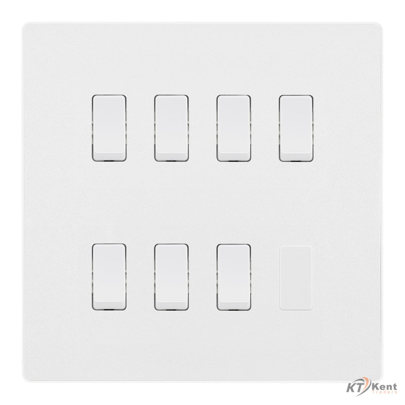BG Evolve Pearlescent White 7 Gang Intermediate Custom Grid Light Switch